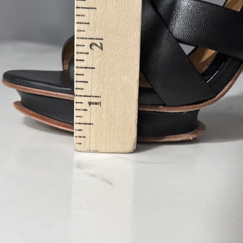 Vintage Y2K LAMB Gwen Stefani High Heels 8 Black Leather Stiletto Platform - Picture 5 of 16